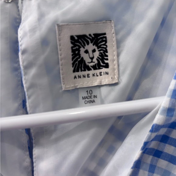 Anne Klein Asymmetrical Blue Plaid Dress - Picture 2 of 5